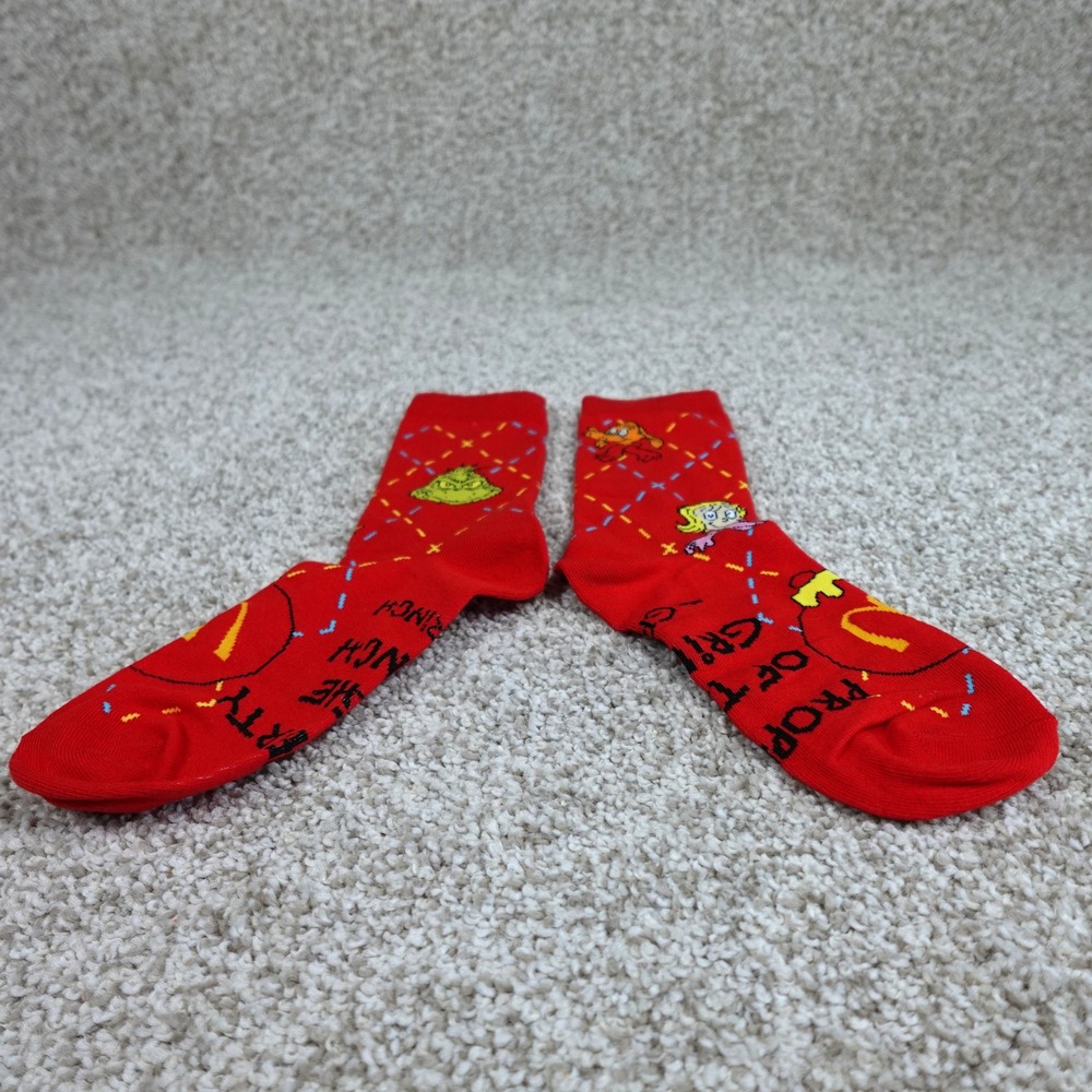 Dr Seuss The Grinch McDonalds Red Argyle Crew Socks Property of The Grinch